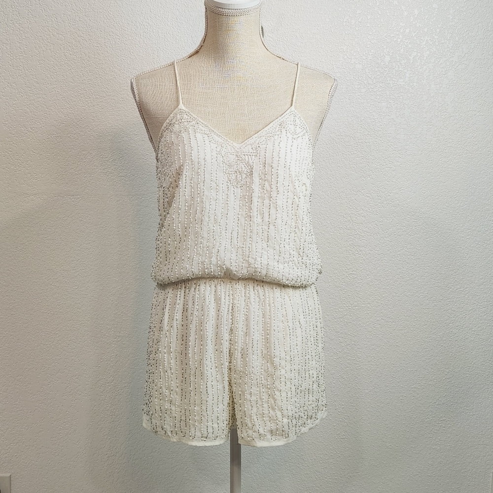 Lulu's From This Day Forward Ivory Beaded Romper Size: S - Picture 3 of 15